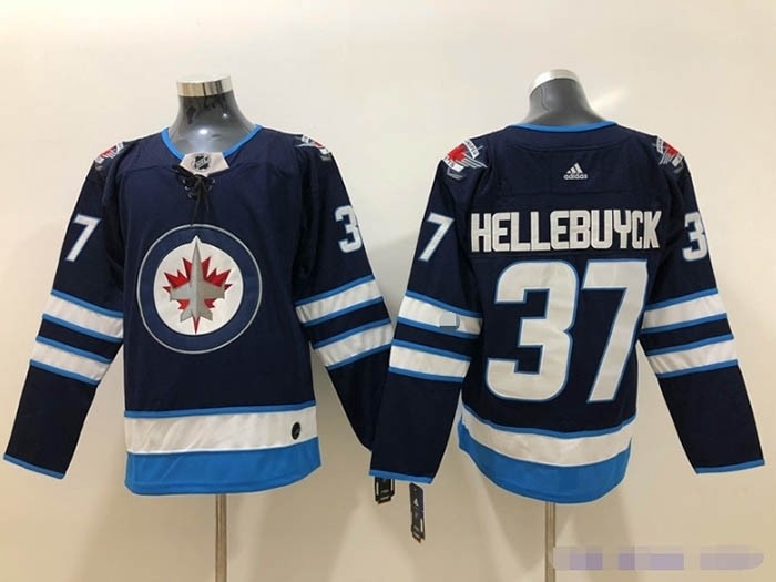 NHL Winnipeg Jets #37 Connor Hellebuyck Navy blue Adidas Jersey