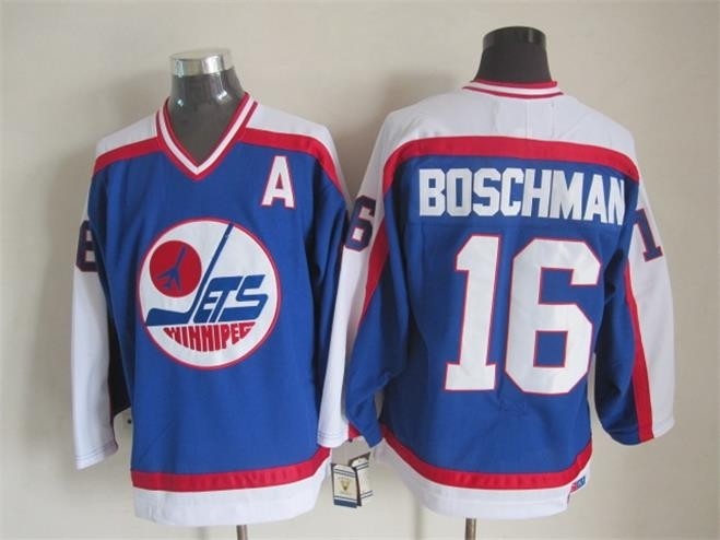 Men's Winnipeg Jets #16 Laurie Boschman 1979-80 Blue CCM Throwback Jersey