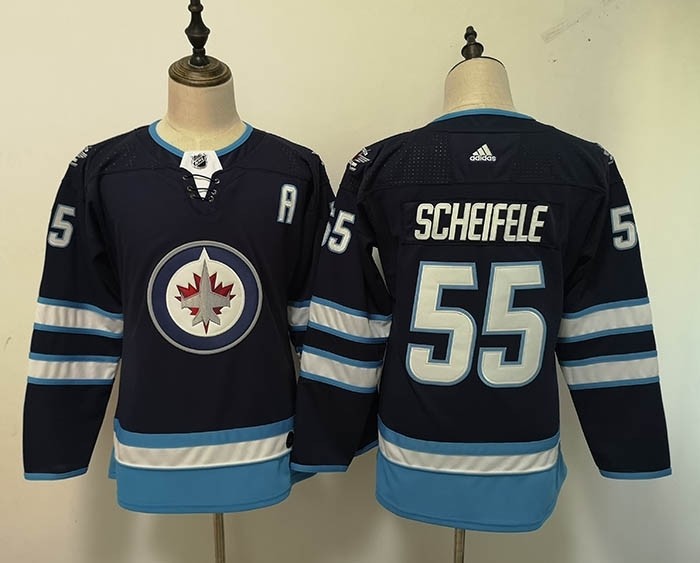 Women Winnipeg Jets #55 Mark Scheifele Navy blue Adidas Jersey