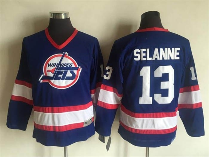 Youth Winnipeg Jets #13 Teemu Selanne Blue CCM Throwback Jersey