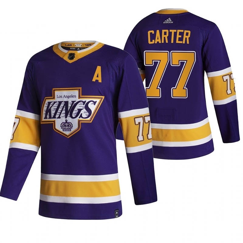 Los Angeles Kings #77 Jeff Carter Purple Men's Adidas 2020-21 Reverse Retro Alternate NHL Jersey