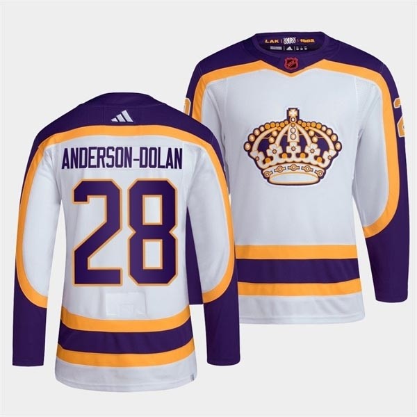 Men's Los Angeles Kings #28 Jaret Anderson-Dolan White 2022-23 Reverse Retro Stitched Jersey