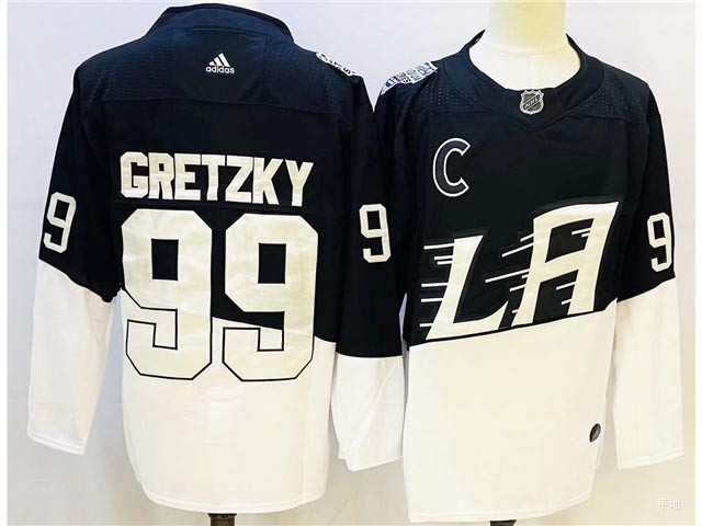 Men's Los Angeles Kings #99 Wayne Gretzky Black-White 2020 Stadium Series Adidas Jersey