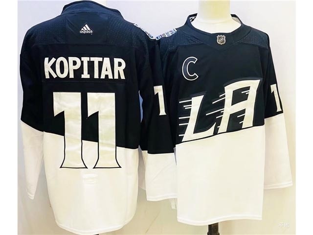 Men's Los Angeles Kings #11 Anze Kopitar Black-White 2020 Stadium Series Adidas Jersey