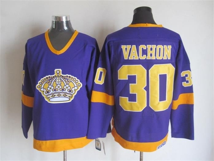 Men's Los Angeles Kings #30 Rogie Vachon Purple Throwback CCM Jersey