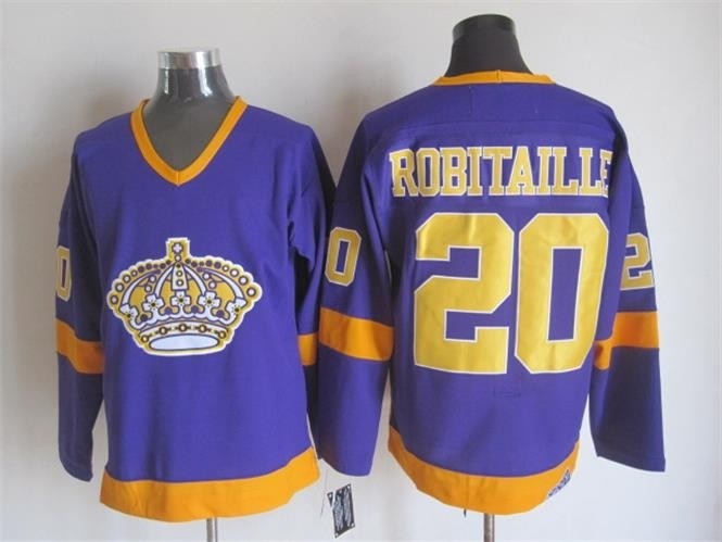 Men's Los Angeles Kings #20 Luc Robitaille Purple Throwback CCM Jersey