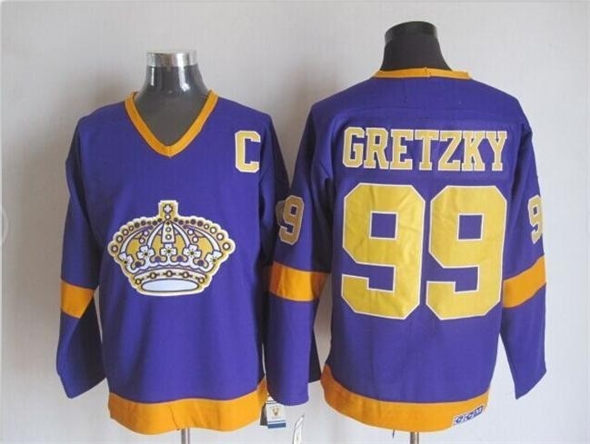 Men's Los Angeles Kings #99 Wayne Gretzky Purple Throwback CCM Jersey