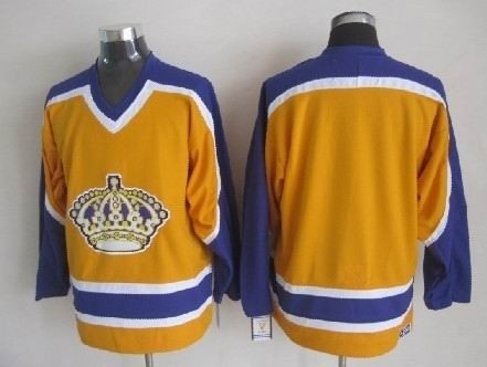 Men's Los Angeles Kings Yellow With Purple Throwback CCM Jersey