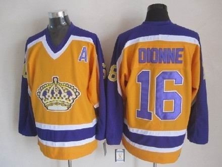 Men's Los Angeles Kings #16 Marcel Dionne Yellow With Purple Throwback CCM Jersey