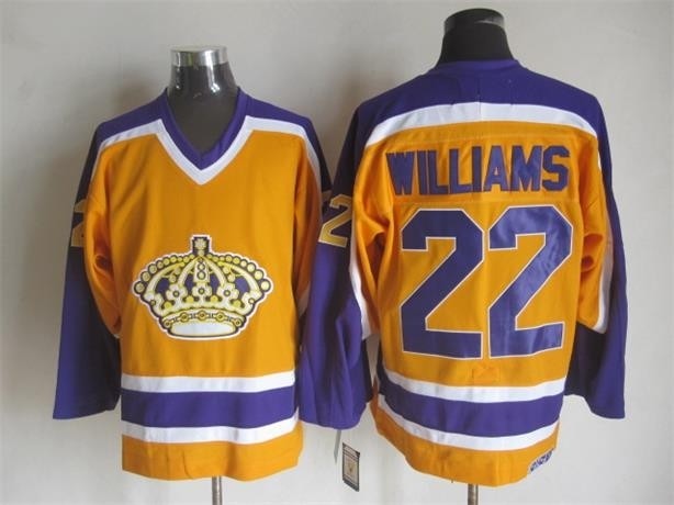 Men's Los Angeles Kings #22 Tiger Williams Yellow With Purple Throwback CCM Jersey