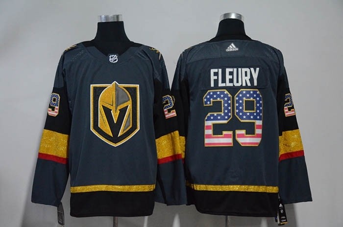 NHL Vegas Golden Knights #29 Marc-Andre Fleury Grey USA Flag Adidas Jersey