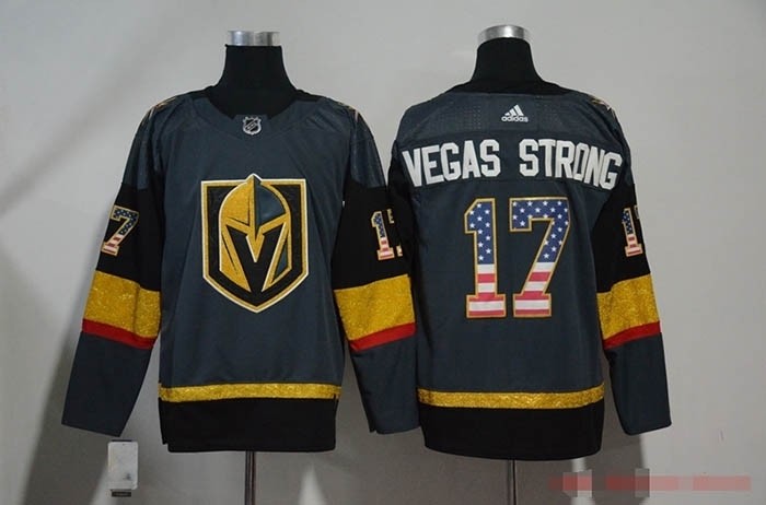 NHL Vegas Golden Knights #17 Vegas Strong Grey USA Flag Adidas Jersey