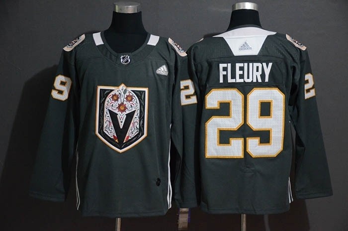 NHL Vegas Golden Knights #29 Marc-Andre Fleury Gray Dia De Los Muertos Adidas Jersey