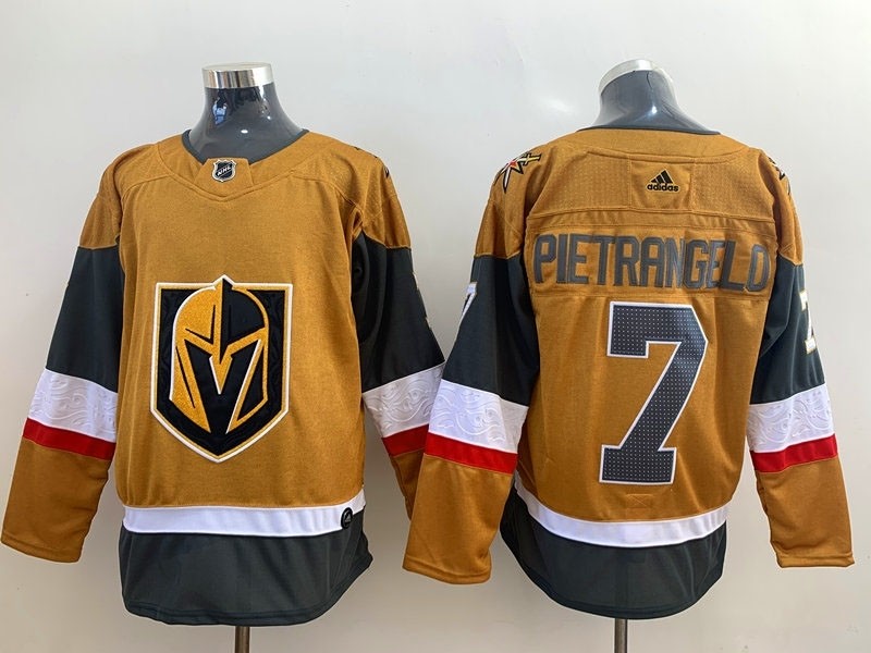 Men's Vegas Golden Knights #7 Alex Pietrangelo Gold 2020-21 Alternate Adidas Player Jersey