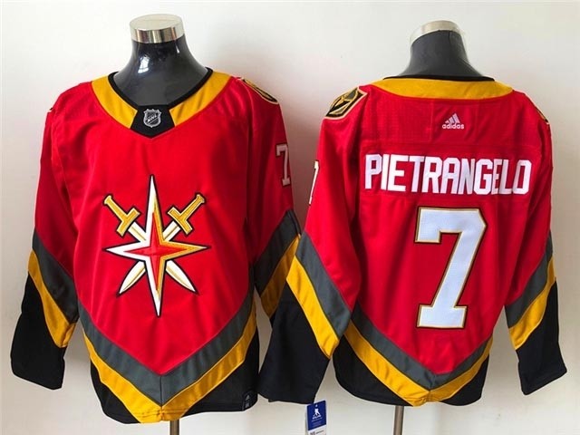 Vegas Golden Knights #7 Alex Pietrangelo Red Men's Adidas 2020-21 Reverse Retro Alternate NHL Jersey