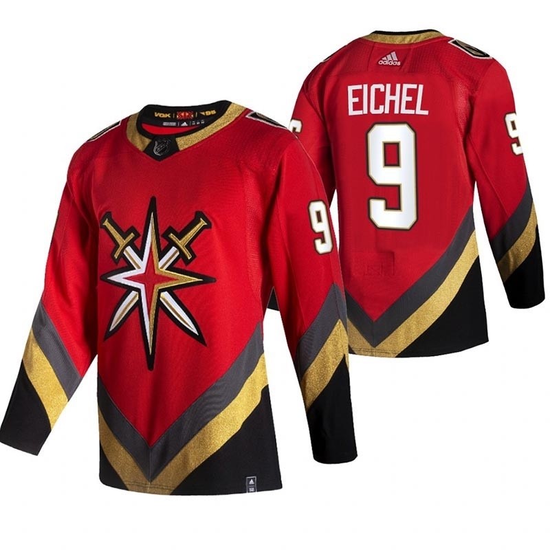 Men's Vegas Golden Knights #9 Jack Eichel Red Adidas 2020-21 Reverse Retro Alternate NHL Jersey