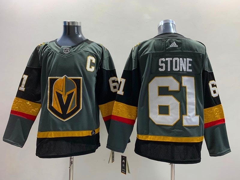 Men's Vegas Golden Knights #61 Mark Stone Grey with C patch Adidas Jersey