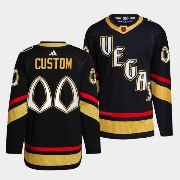 Men's Vegas Golden Knights Custom Black 2022-23 Reverse Retro Stitched Jersey(Name and number remark in comment column)