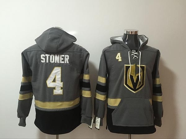 NHL Vegas Golden Knights #4 Clayton Stoner Grey All Stitched Hooded Sweatshirt