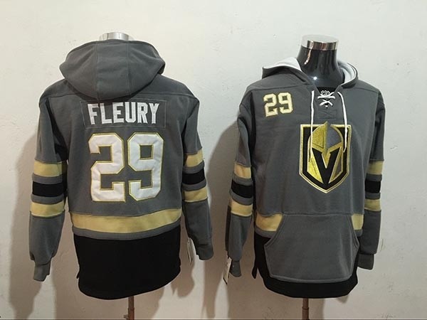 NHL Vegas Golden Knights #29 Marc-Andre Fleury Grey All Stitched Hooded Sweatshirt