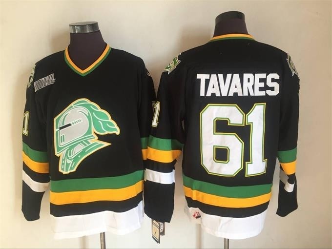 Men's London Knights #61 John Tavares Black Throwback CCM Jersey