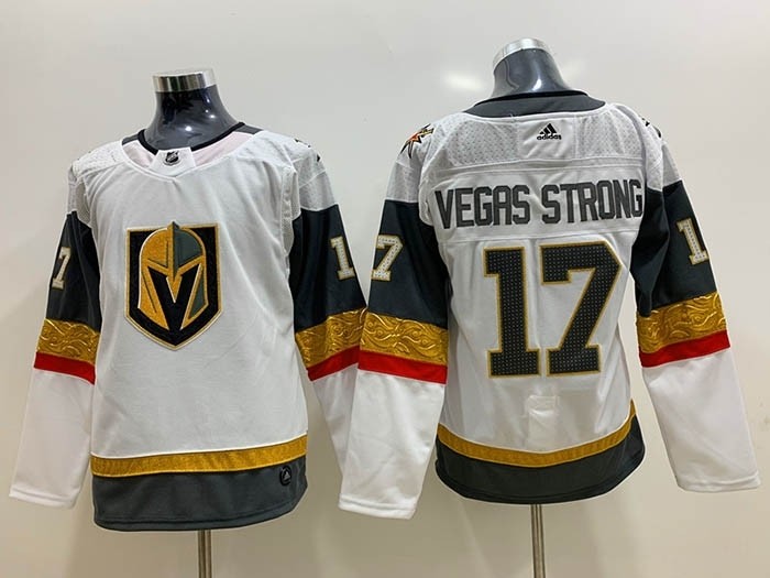 Women Vegas Golden Knights #17 Vegas Strong White Adidas Jersey