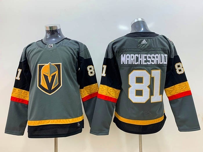 Women Vegas Golden Knights #81 Jonathan Marchessault Grey Adidas Jersey