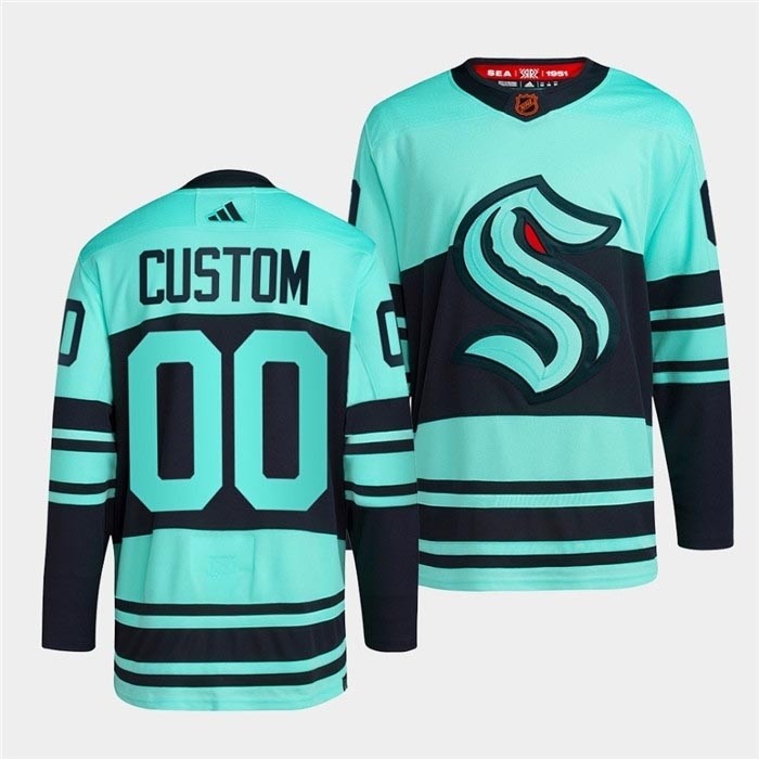 Men's Seattle Kraken Custom Ice Blue 2022-23 Reverse Retro Stitched Jersey(Name and number remark in comment column)