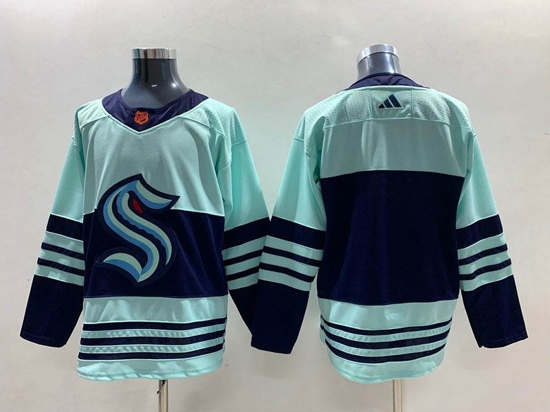 Men's Seattle Kraken Blank Ice Blue 2022-23 Reverse Retro Stitched Jersey