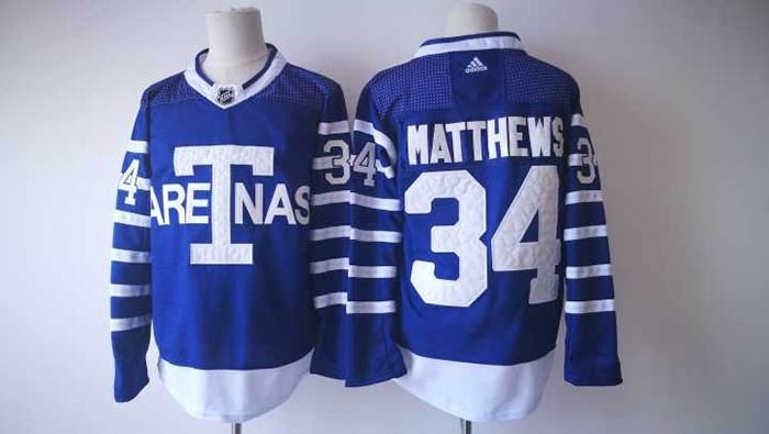 NHL Tonrto Maple Leafs #34 Auston Matthews Blue 1918 Arenas Throwback Adidas Jersey