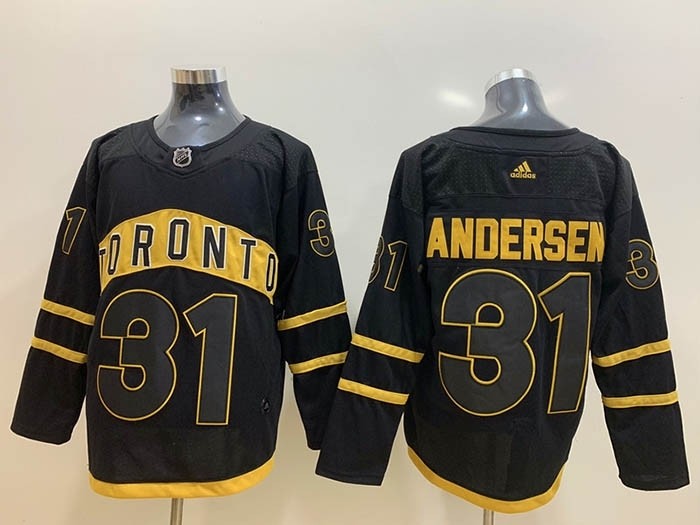 NHL Tonrto Maple Leafs #31 Frederik Andersen Black Gold Adidas Jersey