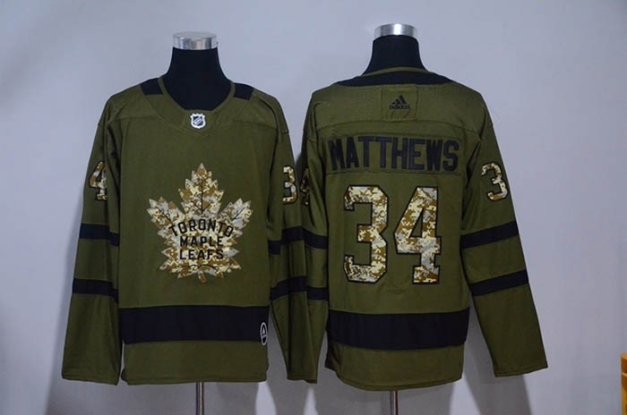 NHL Tonrto Maple Leafs #34 Auston Matthews Olive Green Adidas Jersey