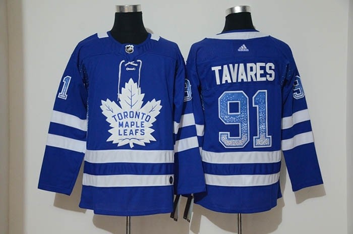 NHL Tonrto Maple Leafs #91 John Tavares Blue Drift Fashion Adidas Jersey