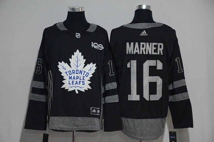 NHL Tonrto Maple Leafs #16 Mitch Marner Black 100th Centennal Classic Jersey