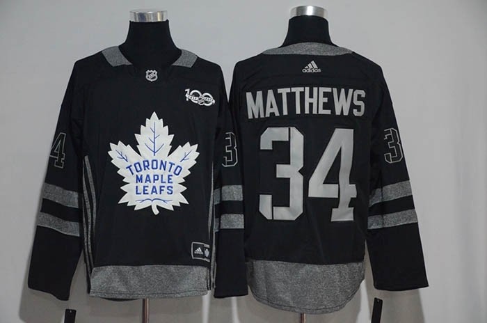 NHL Tonrto Maple Leafs #34 Auston Matthews Black 100th Centennal Classic Jersey