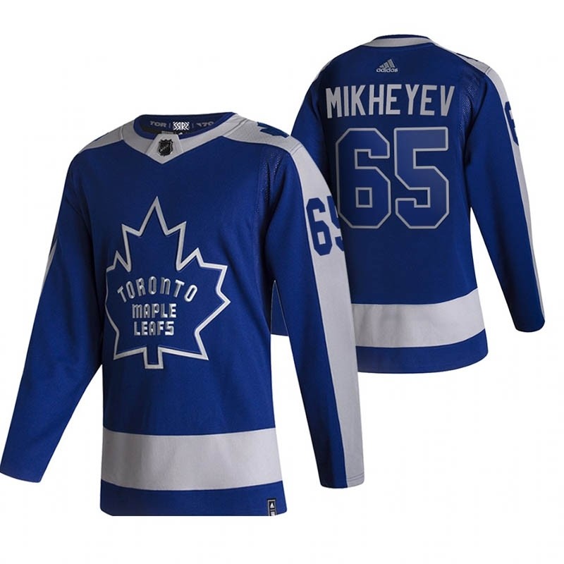 Toronto Maple Leafs #65 Ilya Mikheyev Blue Adidas 2020-21 Reverse Retro Alternate NHL Jersey