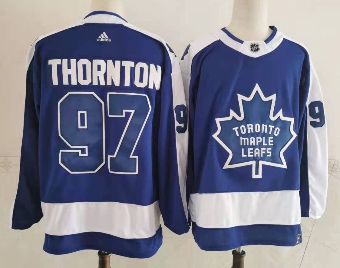 Toronto Maple Leafs #97 Joe Thornton Blue Adidas 2020-21 Reverse Retro Alternate NHL Jersey