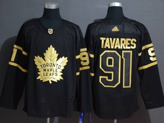 NHL Tonrto Maple Leafs #91 John Tavares Black Gold 3rd Adidas Jersey