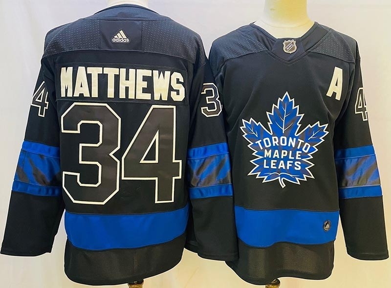 Men's Toronto Maple Leafs #34 Auston Matthews Black-blue 2022 New 'Next Gen' Alternate Jersey