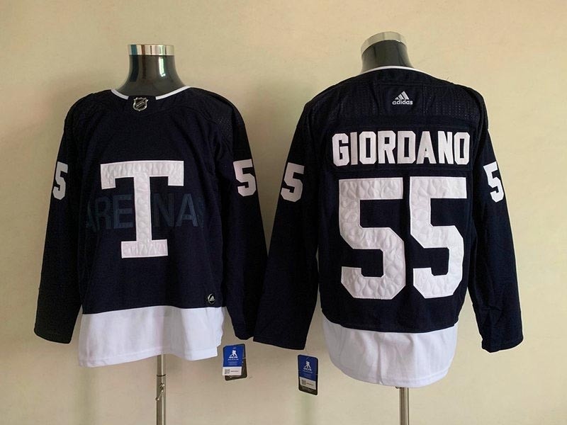 Men's Toronto Maple Leafs #55 Mark Giordano 2022 Heritage Classic Navy Stitched Jersey