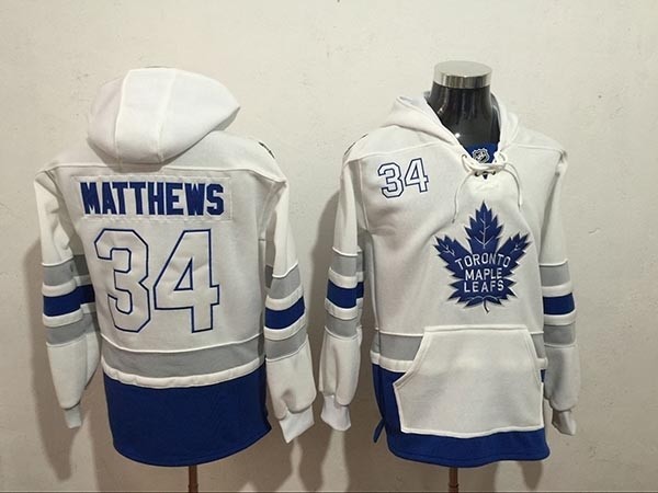 NHL Tonrto Maple Leafs #34 Auston Matthews White All Stitched Hooded Sweatshirt