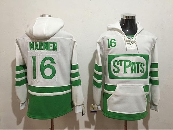 NHL Tonrto Maple Leafs #16 Mitch Marner White Green St. Pats All Stitched Hooded Sweatshirt