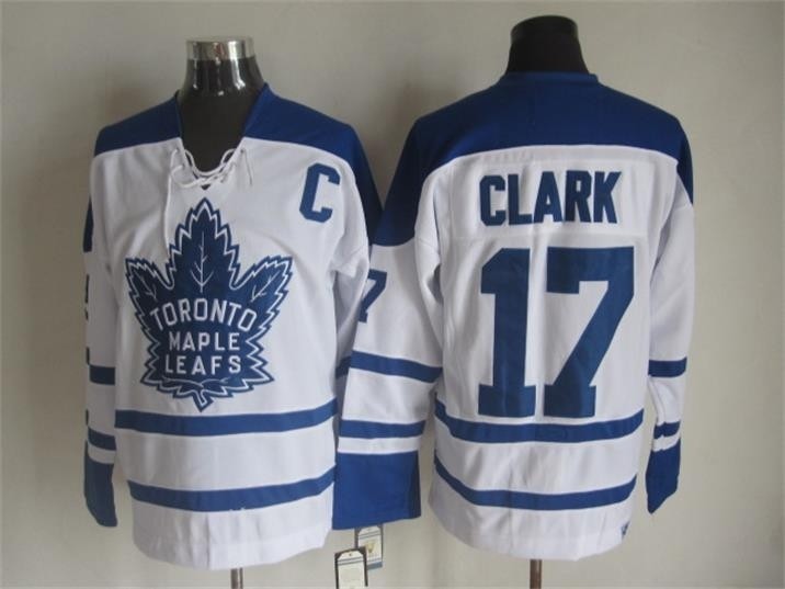 Men's Toronto Maple Leafs #17 Wendel Clark 1998-99 White CCM Throwback jersey