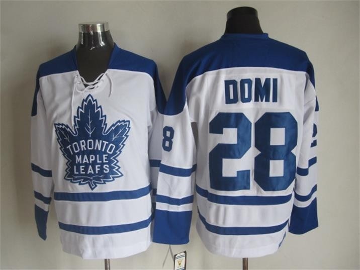 Men's Toronto Maple Leafs #28 Tie Domi 1998-99 White CCM Throwback jersey