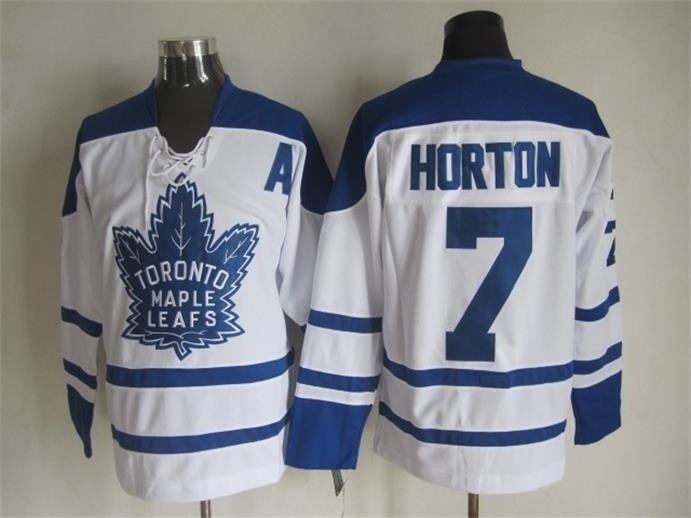 Men's Toronto Maple Leafs #7 Tim Horton 1998-99 White CCM Throwback jersey