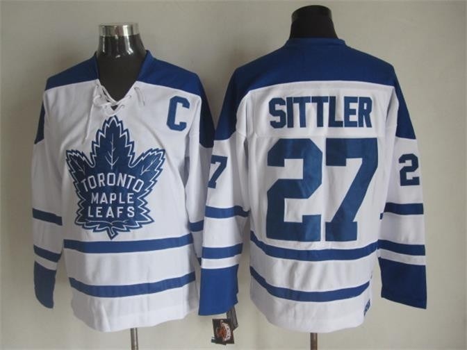 Men's Toronto Maple Leafs #27 Darryl Sittler 1998-99 White CCM Throwback jersey