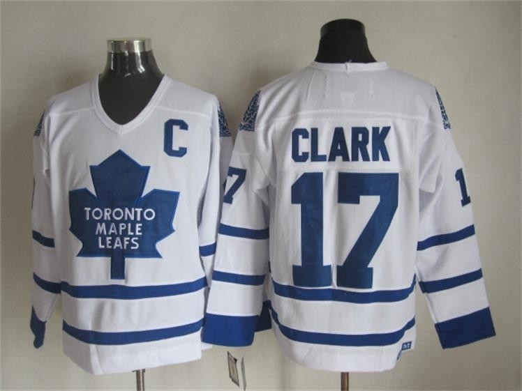 Men's Toronto Maple Leafs #17 Wendel Clark 2000-01 White Throwback CCM Jersey