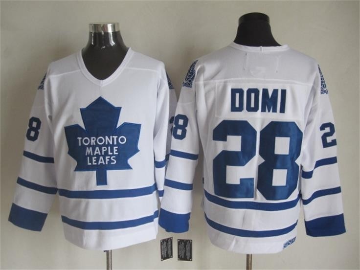 Men's Toronto Maple Leafs #28 Tie Domi 2000-01 White Throwback CCM Jersey