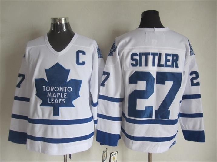 Men's Toronto Maple Leafs #27 Darryl Sittler 2000-01 White Throwback CCM Jersey