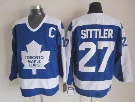 Men's Toronto Maple Leafs #27 Darryl Sittler Blue With White Throwback CCM Jersey